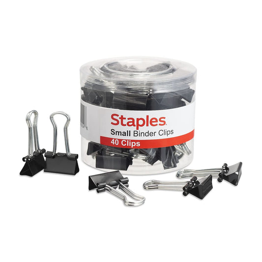 Staples Binder Clips, Small 0.75 in Width, Black, 120-Pack