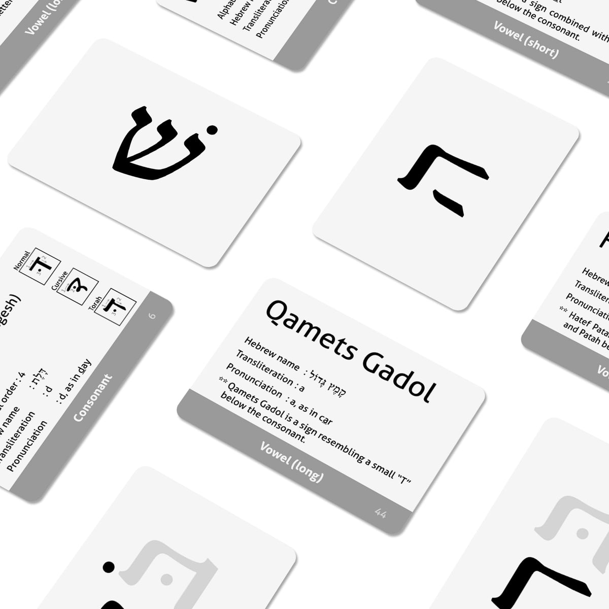 CARDDIA | Biblical Hebrew Alphabet Educational Flashcards | Includes Consonants, Vowels, Dagesh
