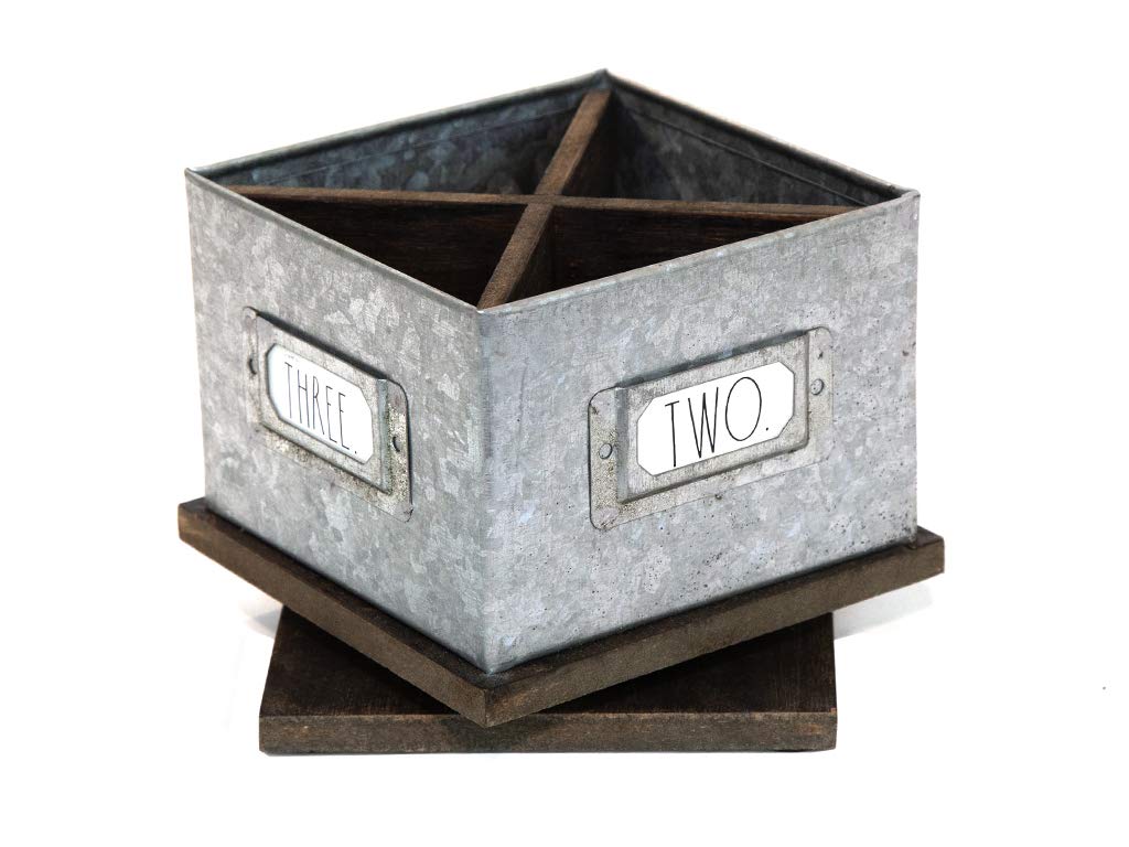 Rae Dunn Rotating Decorative Pencil Cup – Galvanized Steel Desktop Stationary Spinner Holder - 4