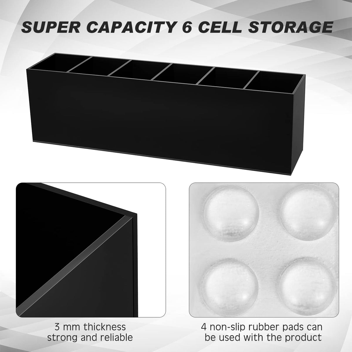 Jetec 6 Compartments Acrylic Pen Holder, Pencil Makeup Brush Holder, Black