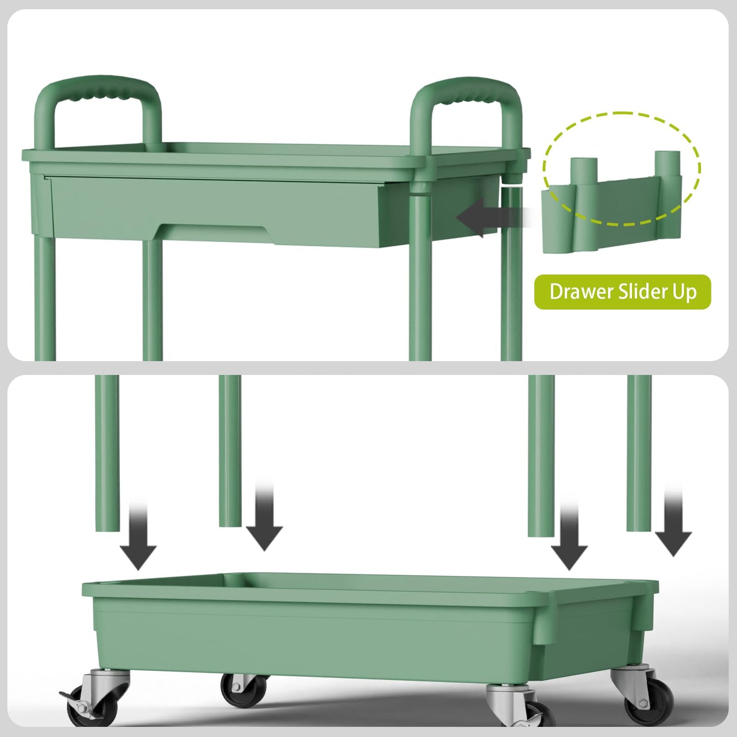 Sorgion 5 Tier Rolling Cart Organizer,Bathroom Cart Organizers with Wheels Laundry Room