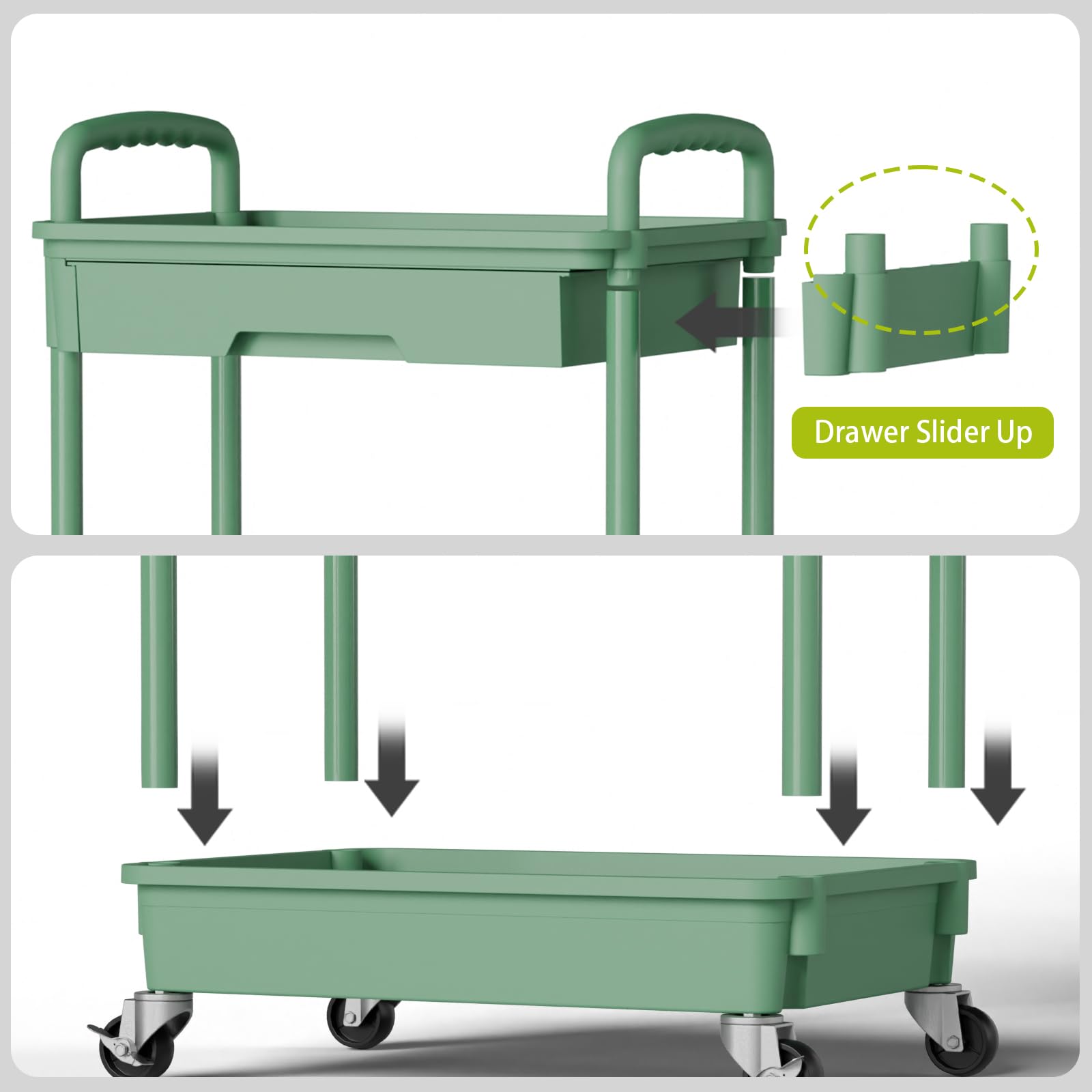 Sorgion 5 Tier Rolling Cart Organizer,Bathroom Cart Organizers with Wheels Laundry Room
