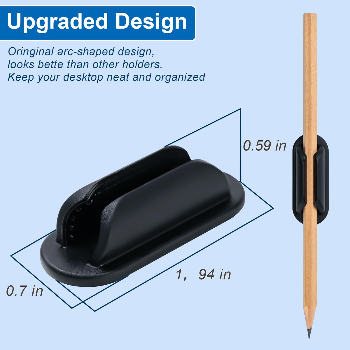 40 Pack Adhesive Pencil Holders for Desk,Silicone Flexible Pen Holder for Wall, Office