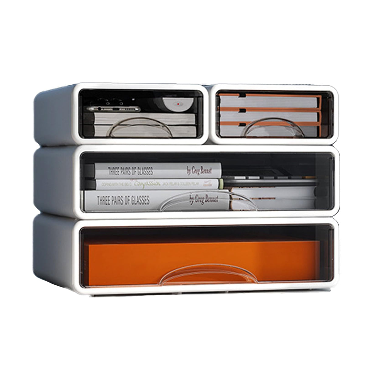 Desk Organizer with Drawers, Stackable Storage Drawers with Compartments Desktop Organization for