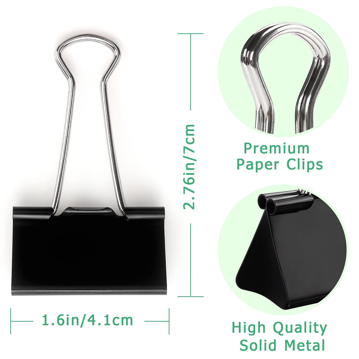 ZZTX 12 Pack Large Binder Clips 1.6 Inches Black