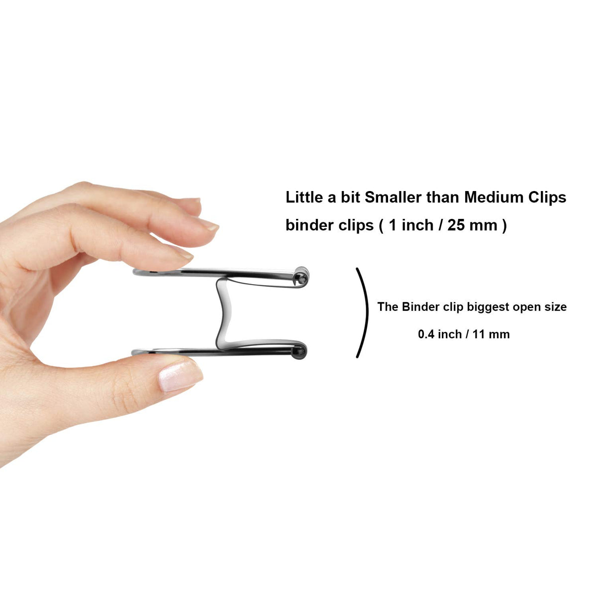 Nctinystore Binder Clips Little a bit Smaller Than Medium Clips Metal Clamp 1-in / 25-mm (Silver