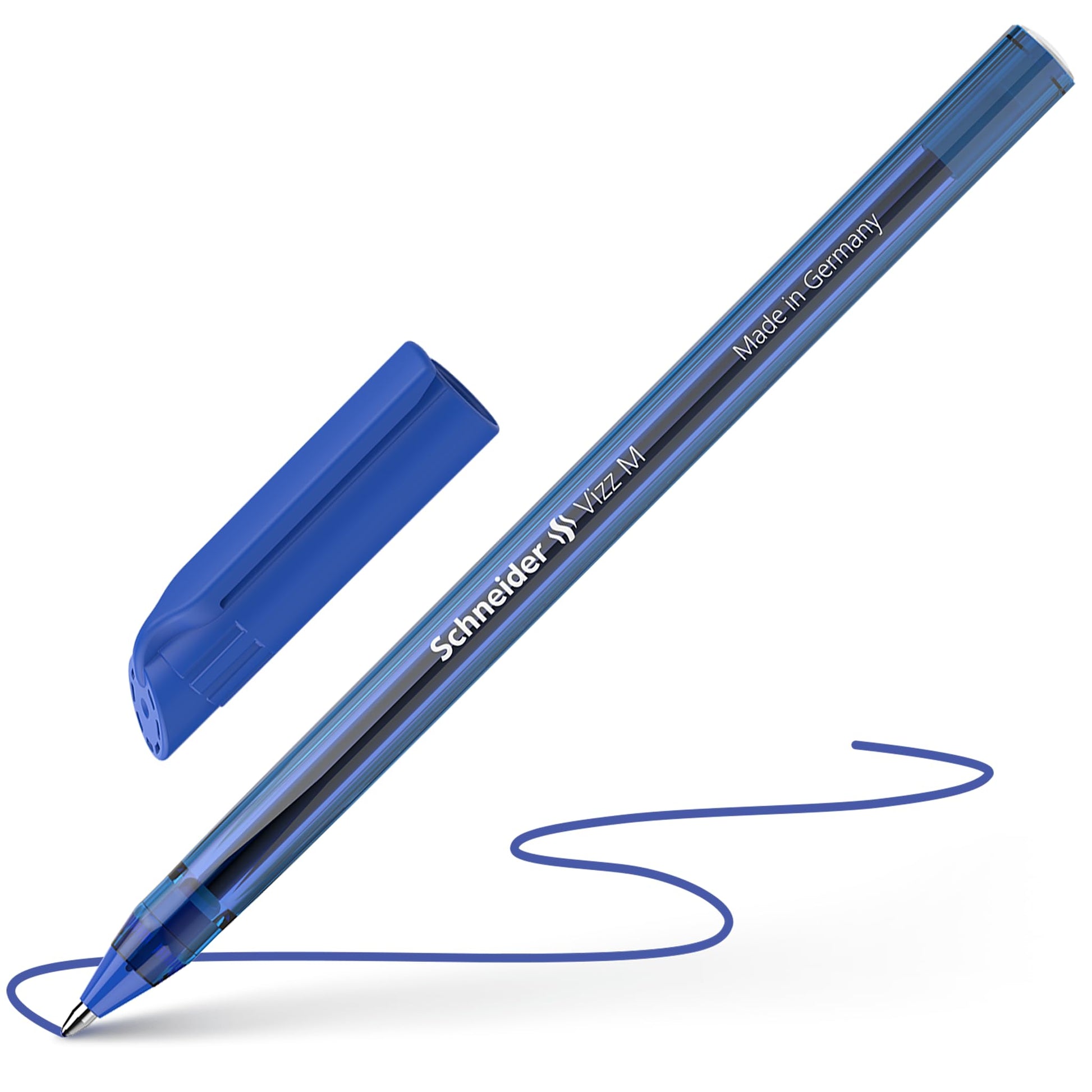 Schneider Vizz Ballpoint Pen for Easy and Quick Writing - Ink Colour Barrel - Medium Line - Blue