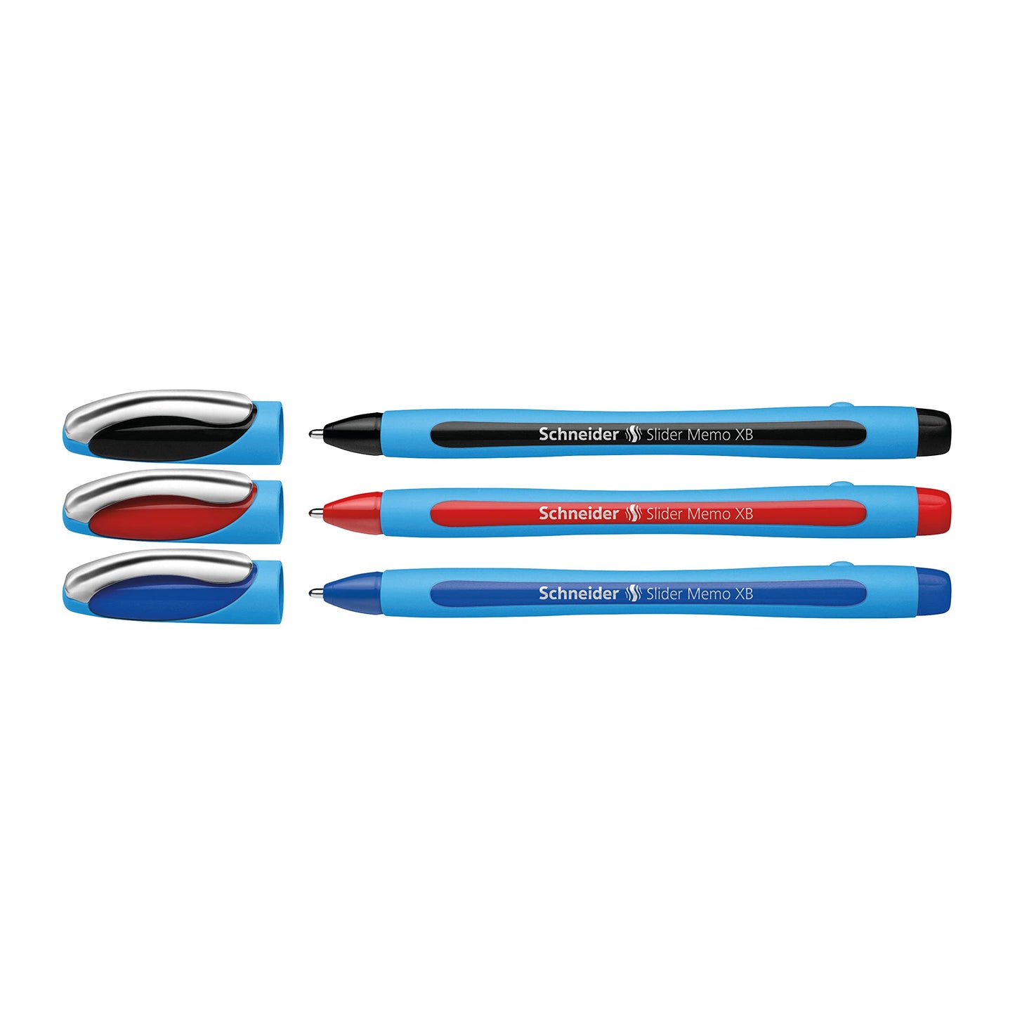 Schneider Slider Memo XB Ballpoint Pens, Bold, 6 Pens, 3 Black 2 Blue 1 Red