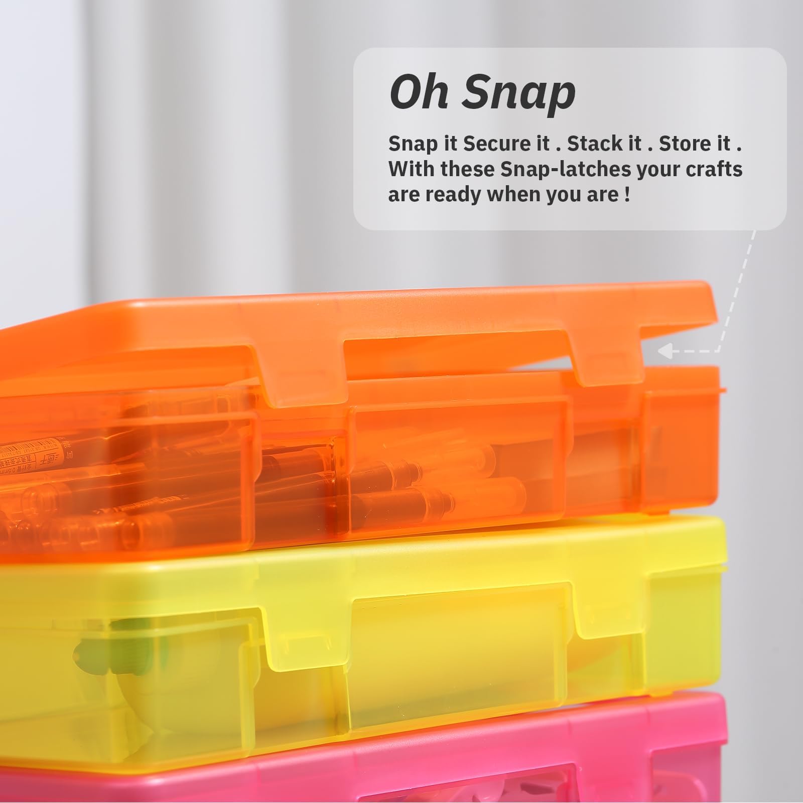 novelinks Clear Pencil Box and Small Plastic Storage Containers with Lids