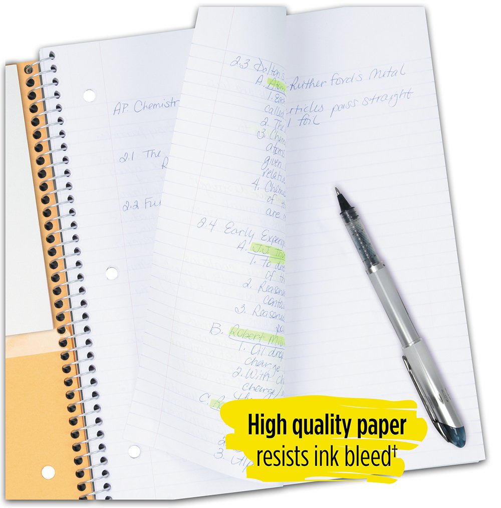 Five Star Spiral Notebook, 1 Subject, College Ruled Paper, 100 Sheets, 11" x 8-1/2", Color Selected