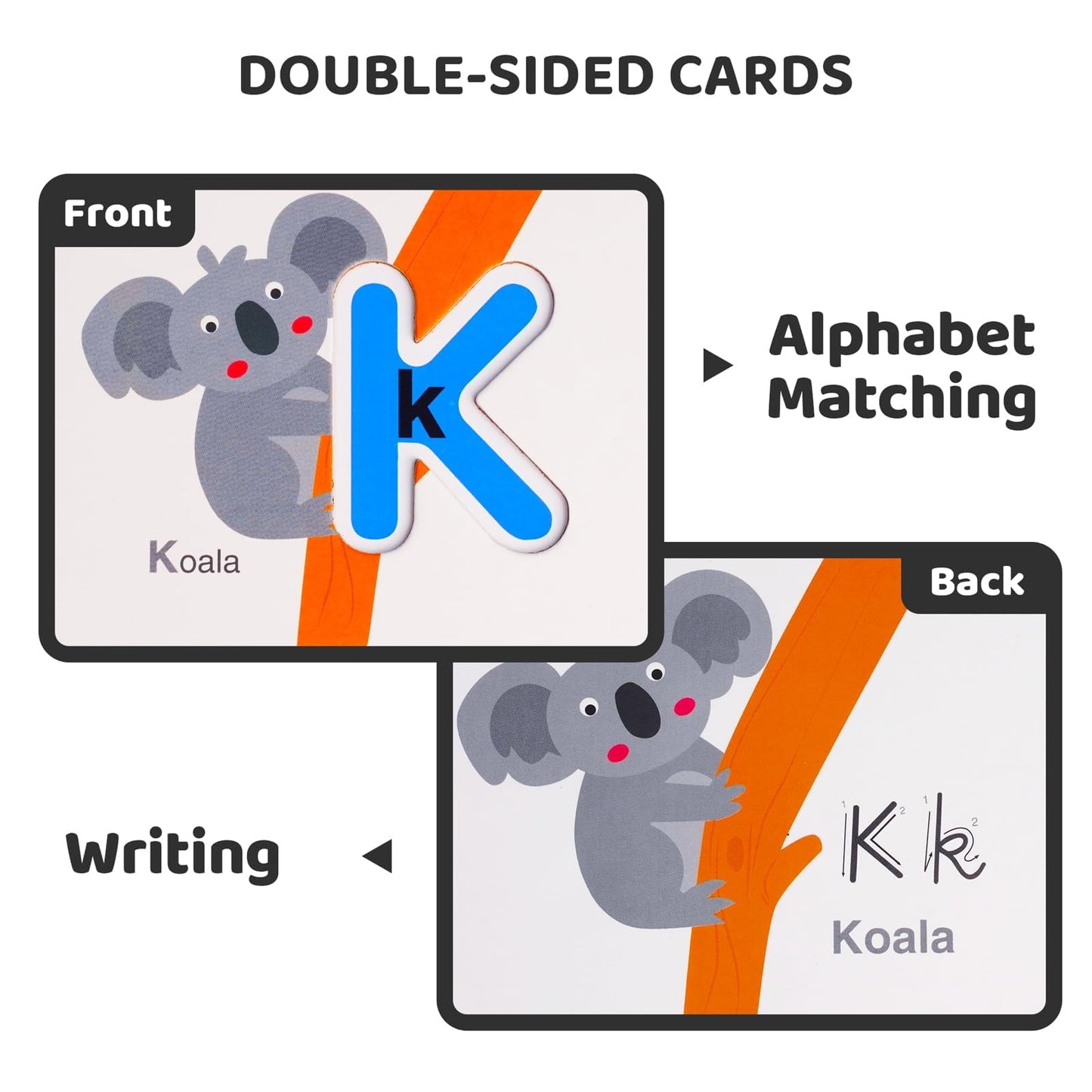 LiKee Alphabet Flash Cards Wooden Letter Puzzle ABC Sight Words Matching Games Counting Board