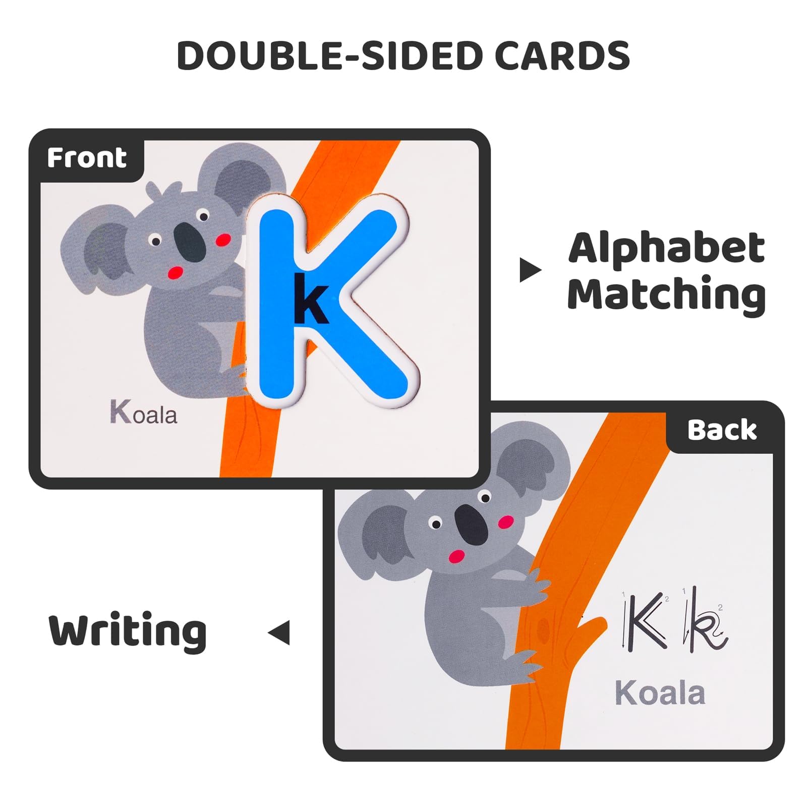 LiKee Alphabet Flash Cards Wooden Letter Puzzle ABC Sight Words Matching Games Counting Board