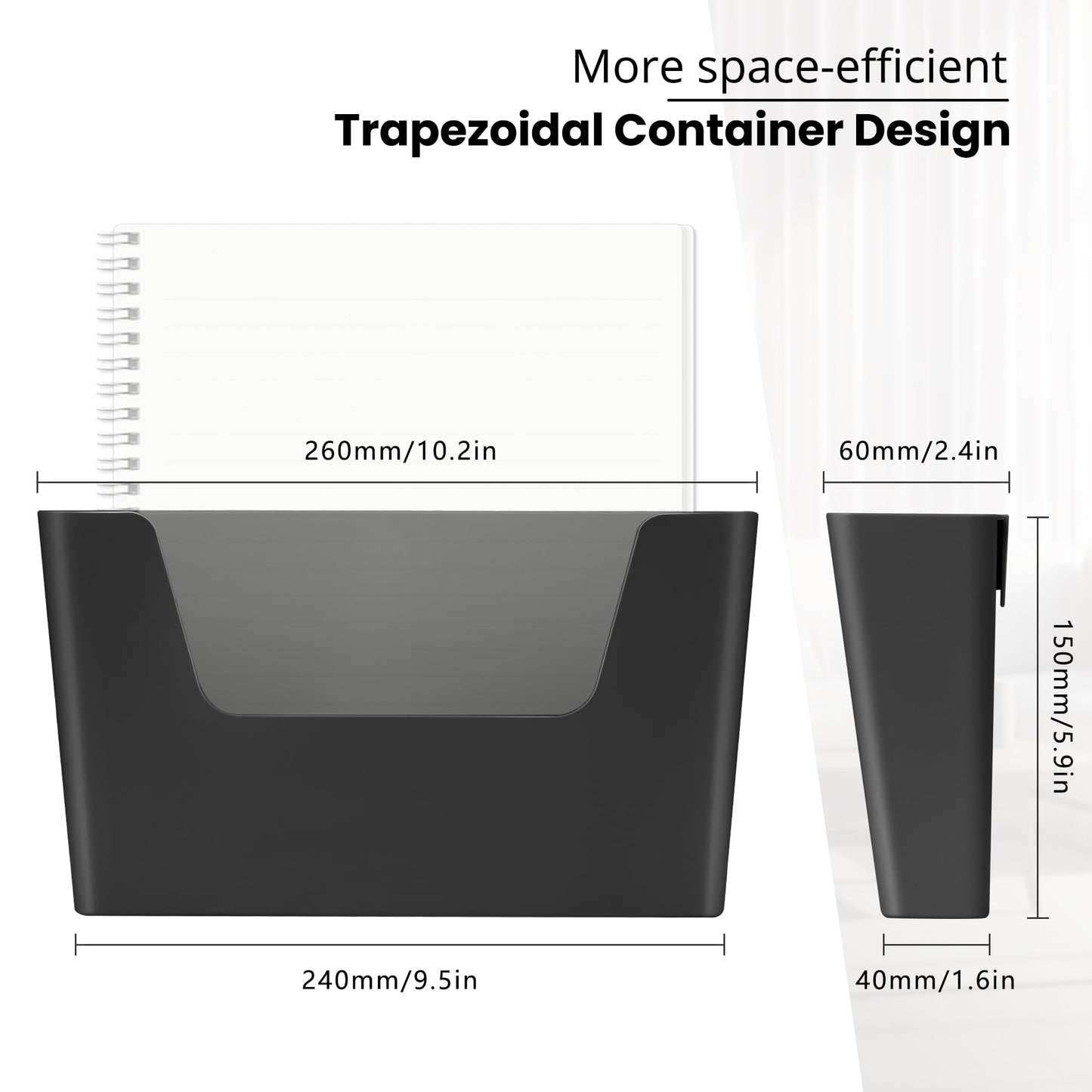 YOHOM Adhesive File Holder Plastic Document Folder Door No Drilling Mount Mail Magazine Organizer
