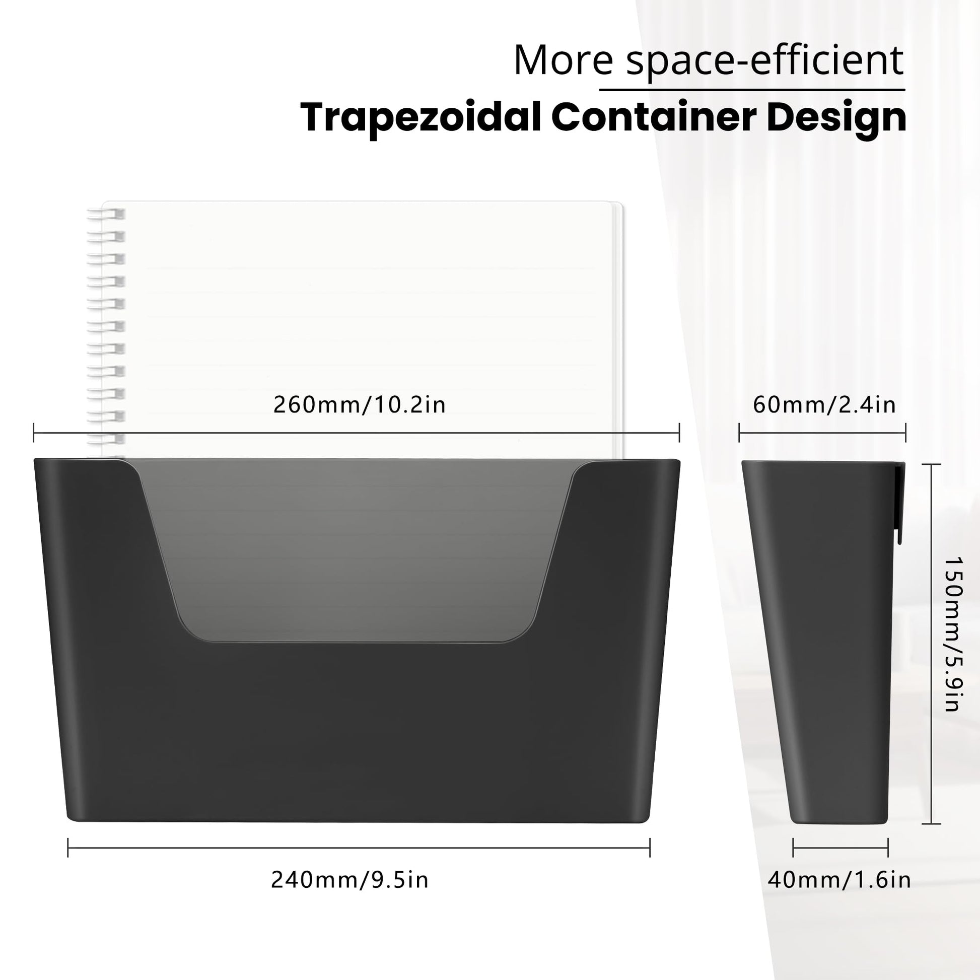 YOHOM Adhesive File Holder Plastic Document Folder Door No Drilling Mount Mail Magazine Organizer