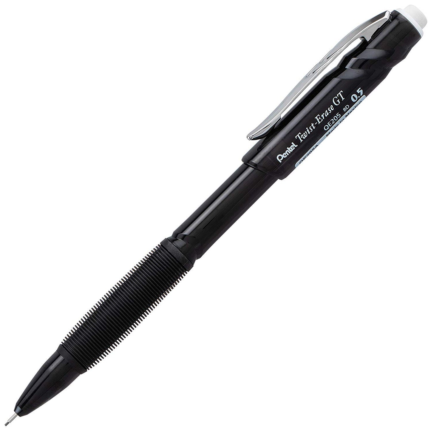 Pentel Twist-Erase GT, 0.5mm, Mechanical Pencil Transparent Black barrel, Box of 12 (QE205A)