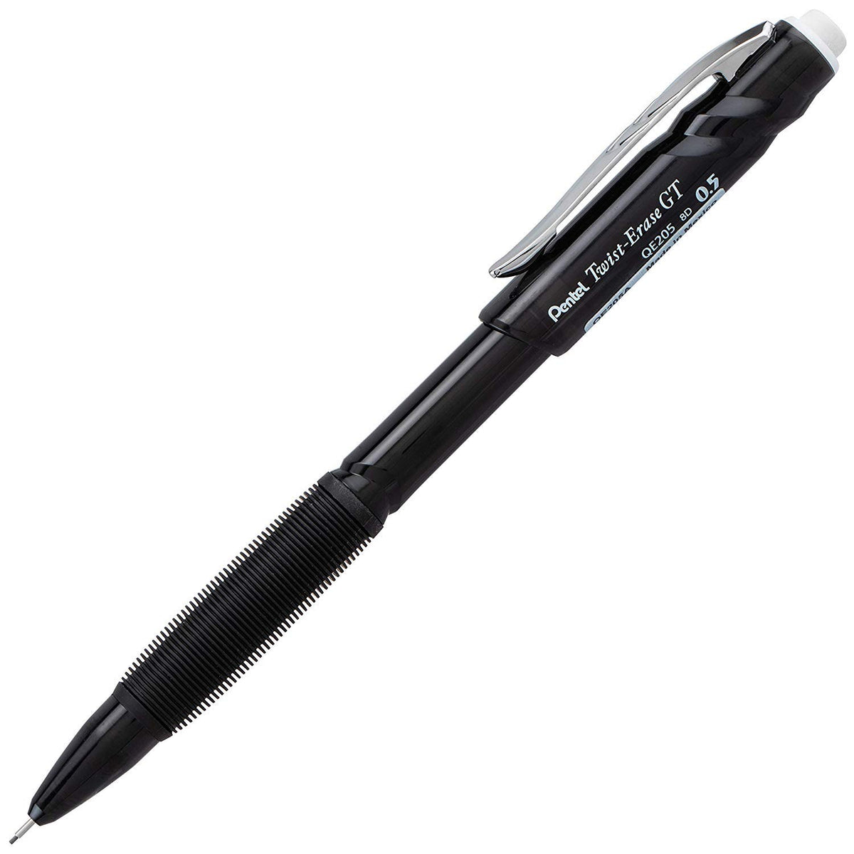 Pentel Twist-Erase GT, 0.5mm, Mechanical Pencil Transparent Black barrel, Box of 12 (QE205A)