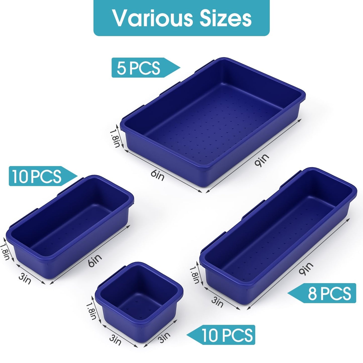 33 PCS Drawer Organizer Set, 4 Size Makeup Drawer Divider Organizer With Non-Slip Pads