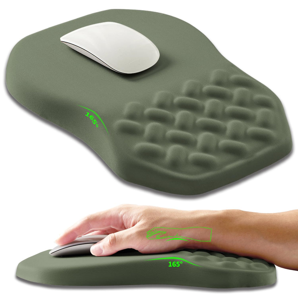 Armanza Ergonomic Slope Mouse Pad Wrist Support, Wrist Rest Mousepad for Carpal Tunnel Pain Relief