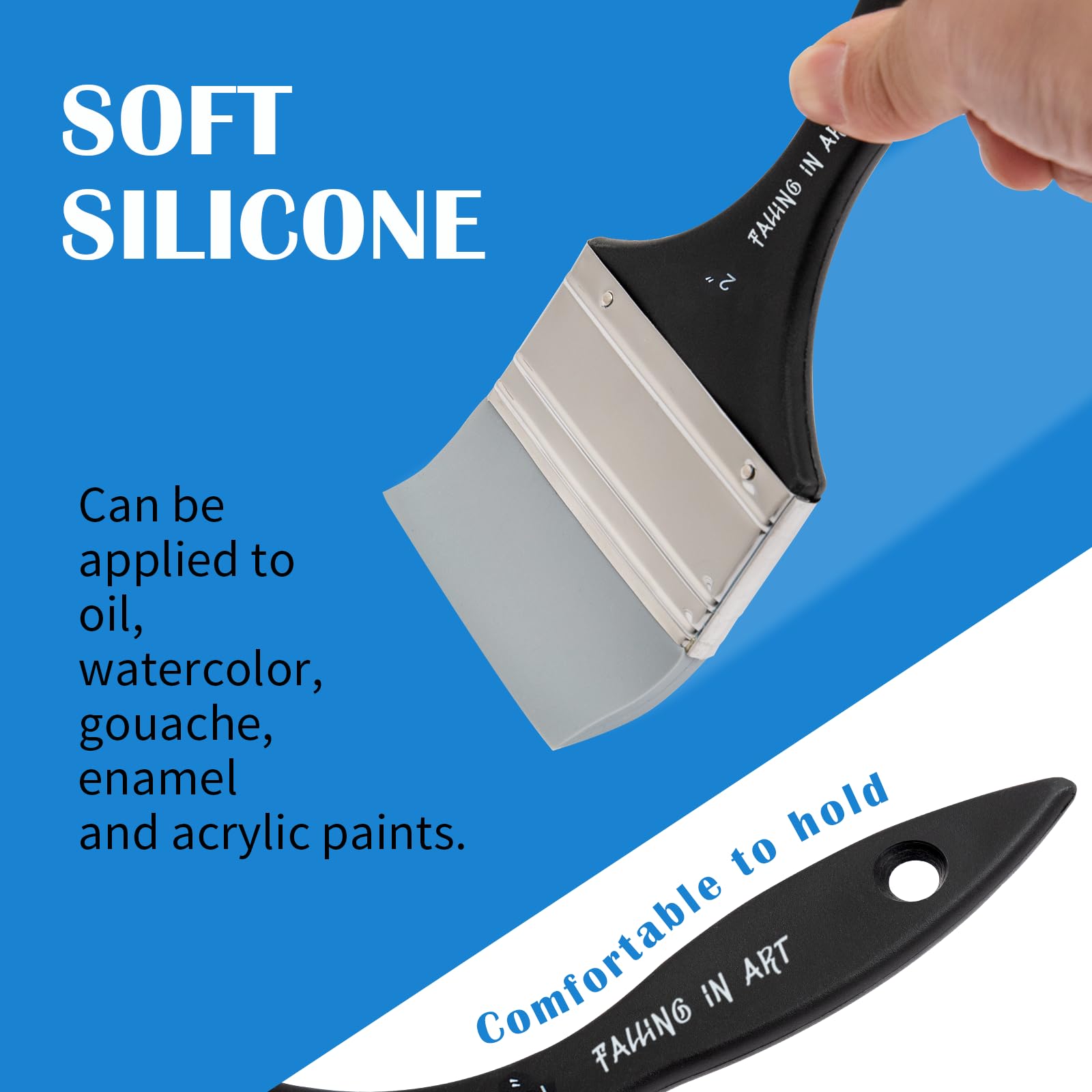 Falling in Art 3Pcs Silicone Paint Brush Set, Flat Shaped Painting Tool