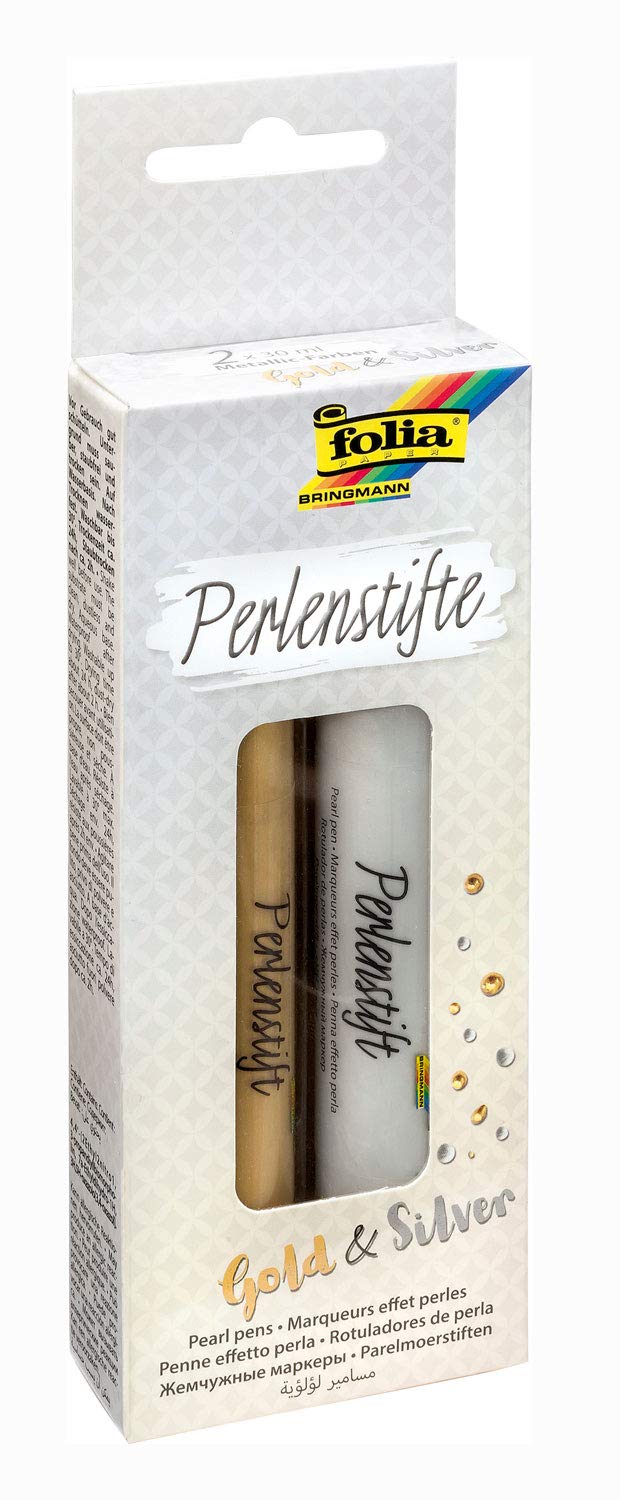 folia Pearl Pencils Set Black & White, Gold & Silver, 12 x 5,5 x 15 cm