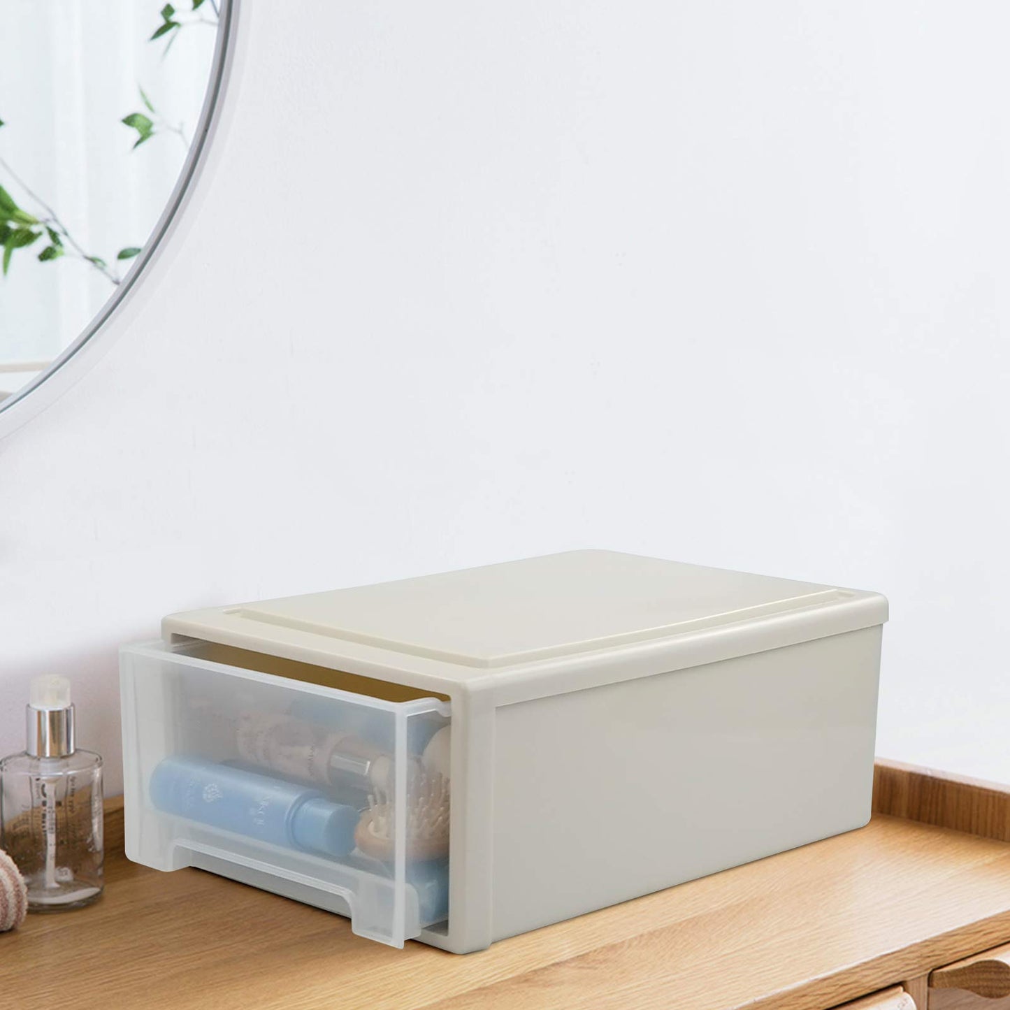 Jandson 12 Quart Stacking Chest Storage Drawer Box for Desktop Organizer