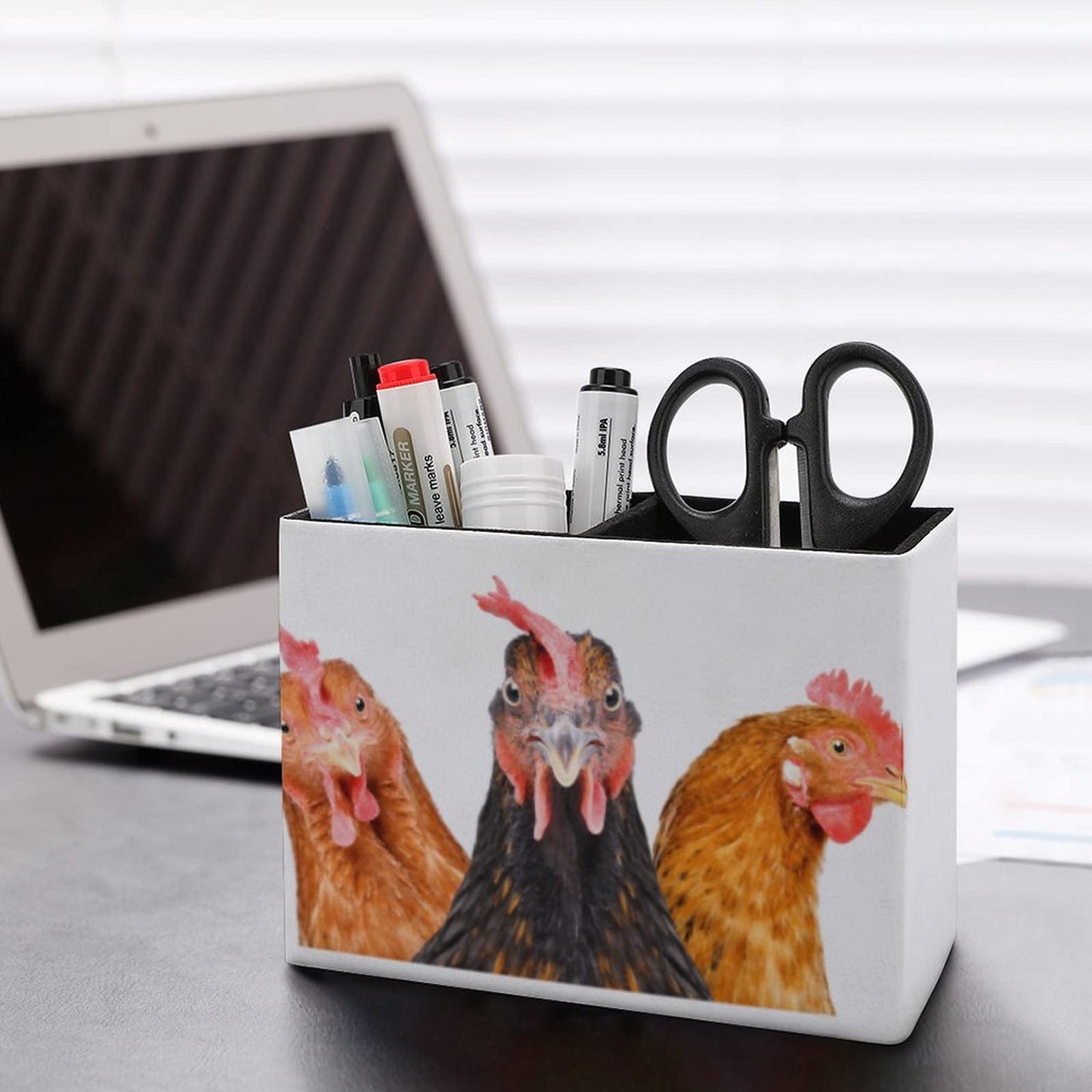 Niapessel Pencil Holder for Desk, Funny Three Chickens Pen Holder Storage Desktop Pen Organizer