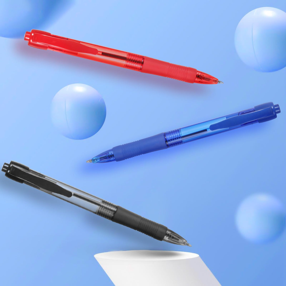 deegtran Pens Bulk, 50 Pack No Bleed Black & Blue Ink Click Pens with Soft Grip, Wholesale
