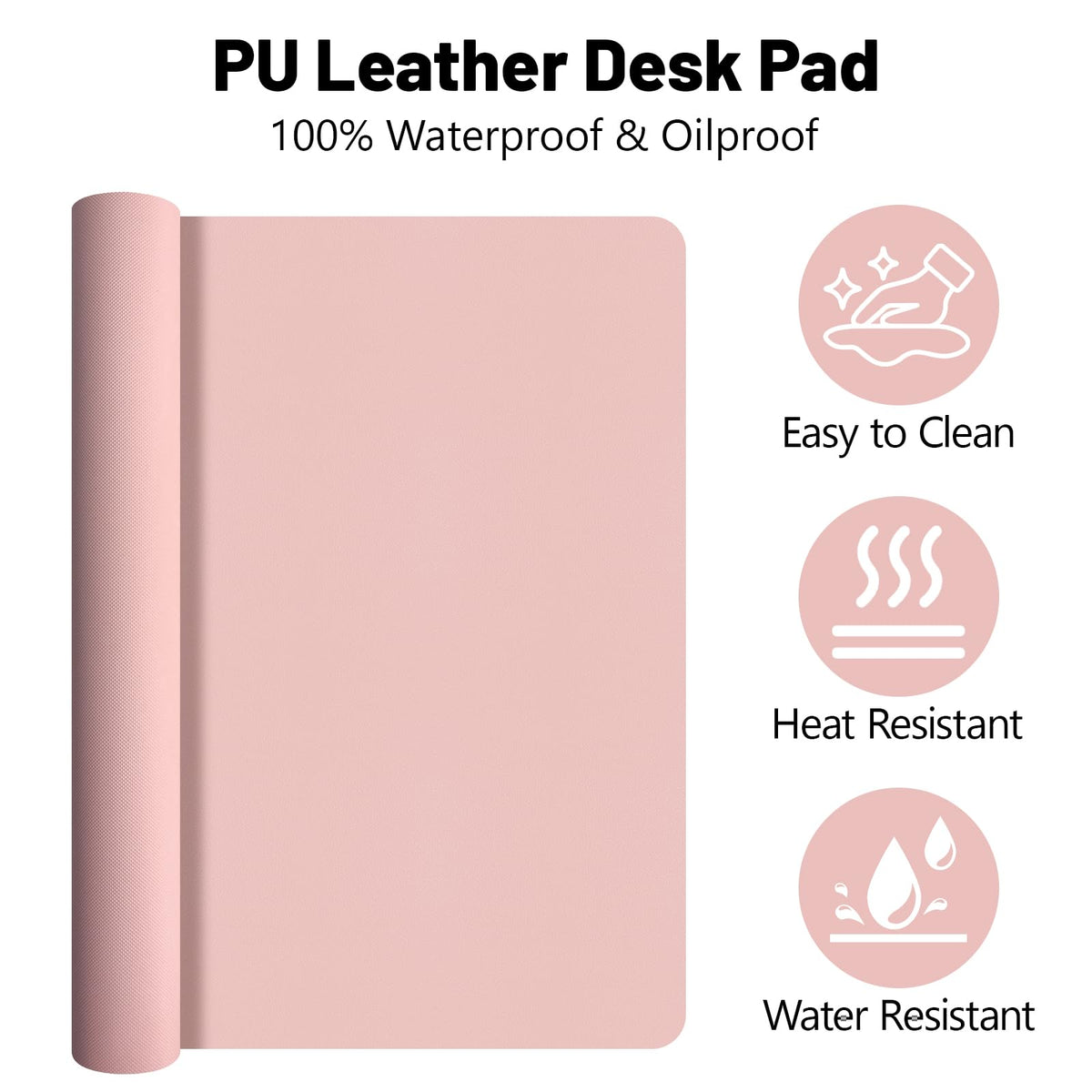 Meetcolor Leather Desk Pad Mat, Large Pink Desk Mat, 47.2" x 16.9"