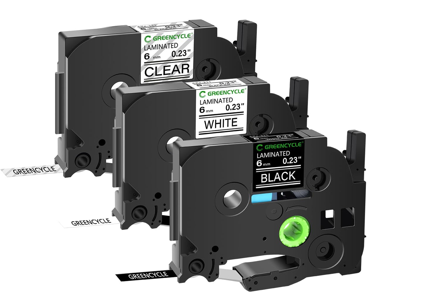 GREENCYCLE Compatible for Brother P-Touch Label Tape TZe-111 TZe-211 TZe-315 6mm 0.23" Laminated