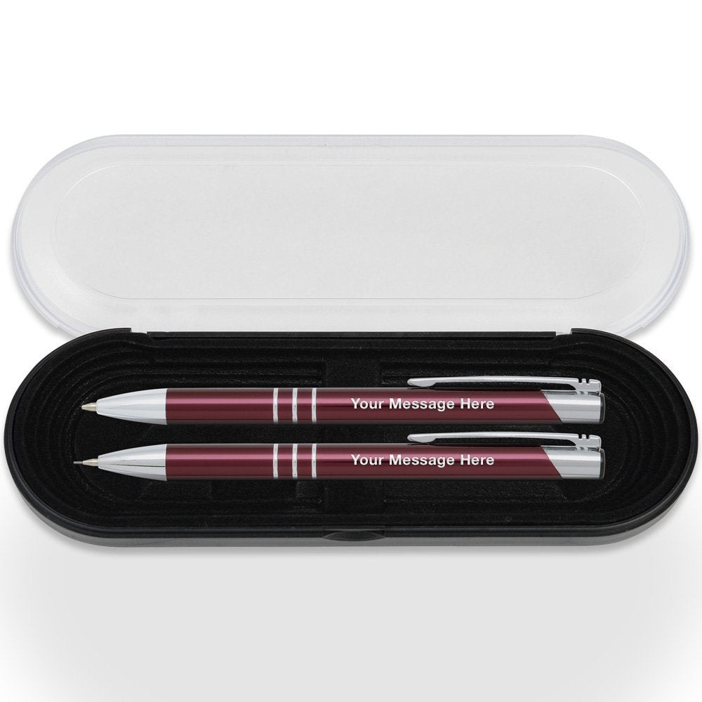 Imprints Online 2 Personalized Engraved Classic Metal Ballpoint Pen & Mechanical Pencil Gift Set.