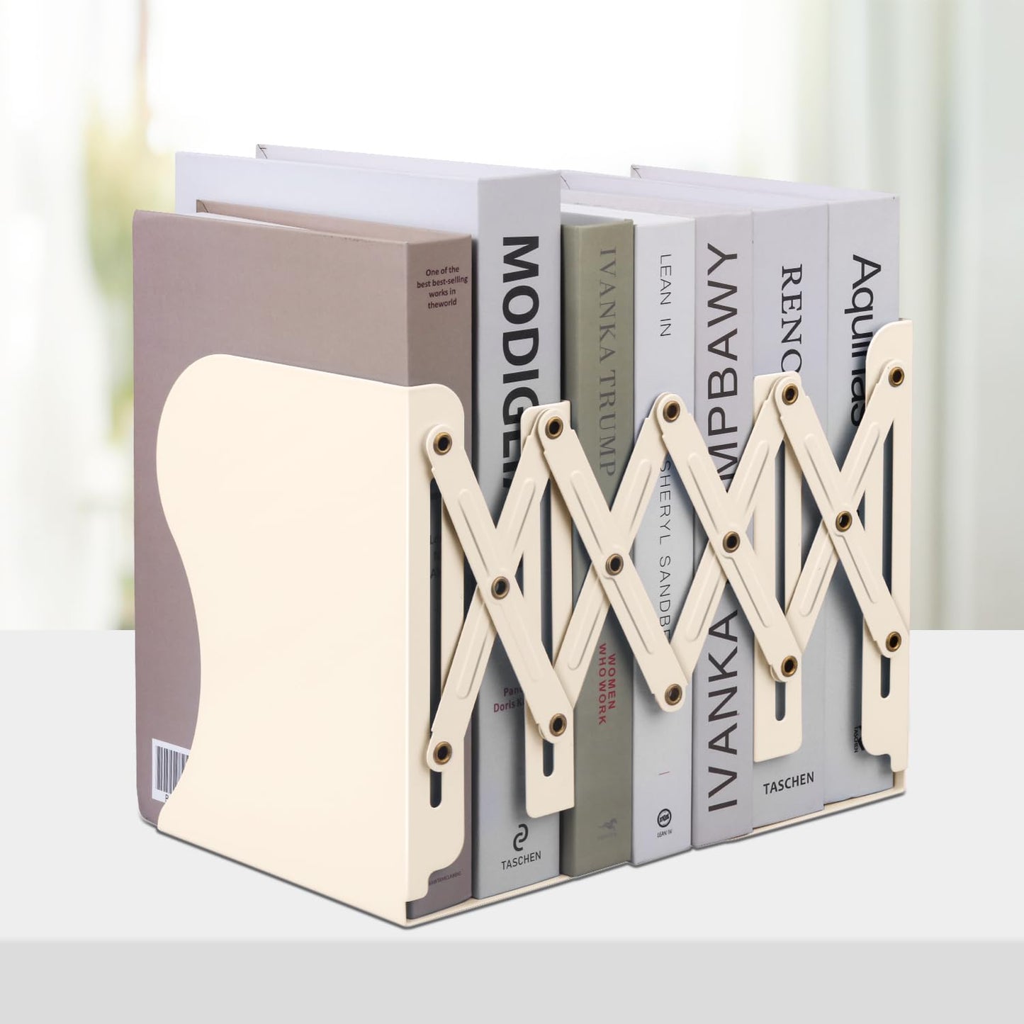 Honagu Adjustable Bookends, Metal Book Ends for Shelves Heavy Book, Desk Magazine File Organizer