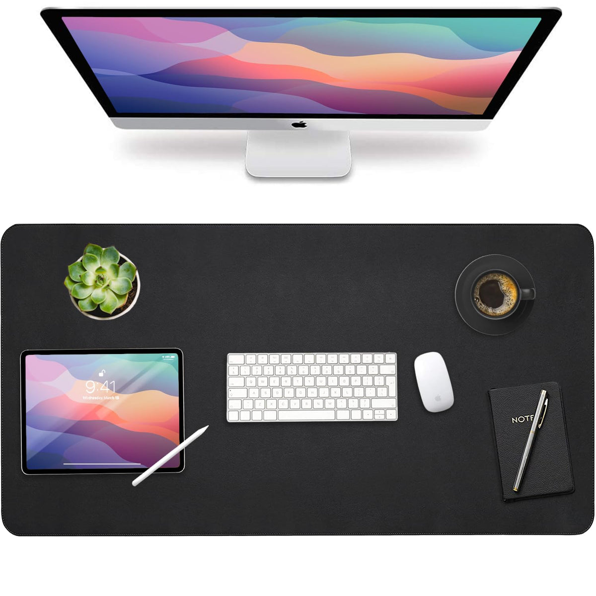 Vine Creations Leather Desk Mat Large 36" x 20", Desk Protector Mat, PU Leather Desk Pad, Non-Slip