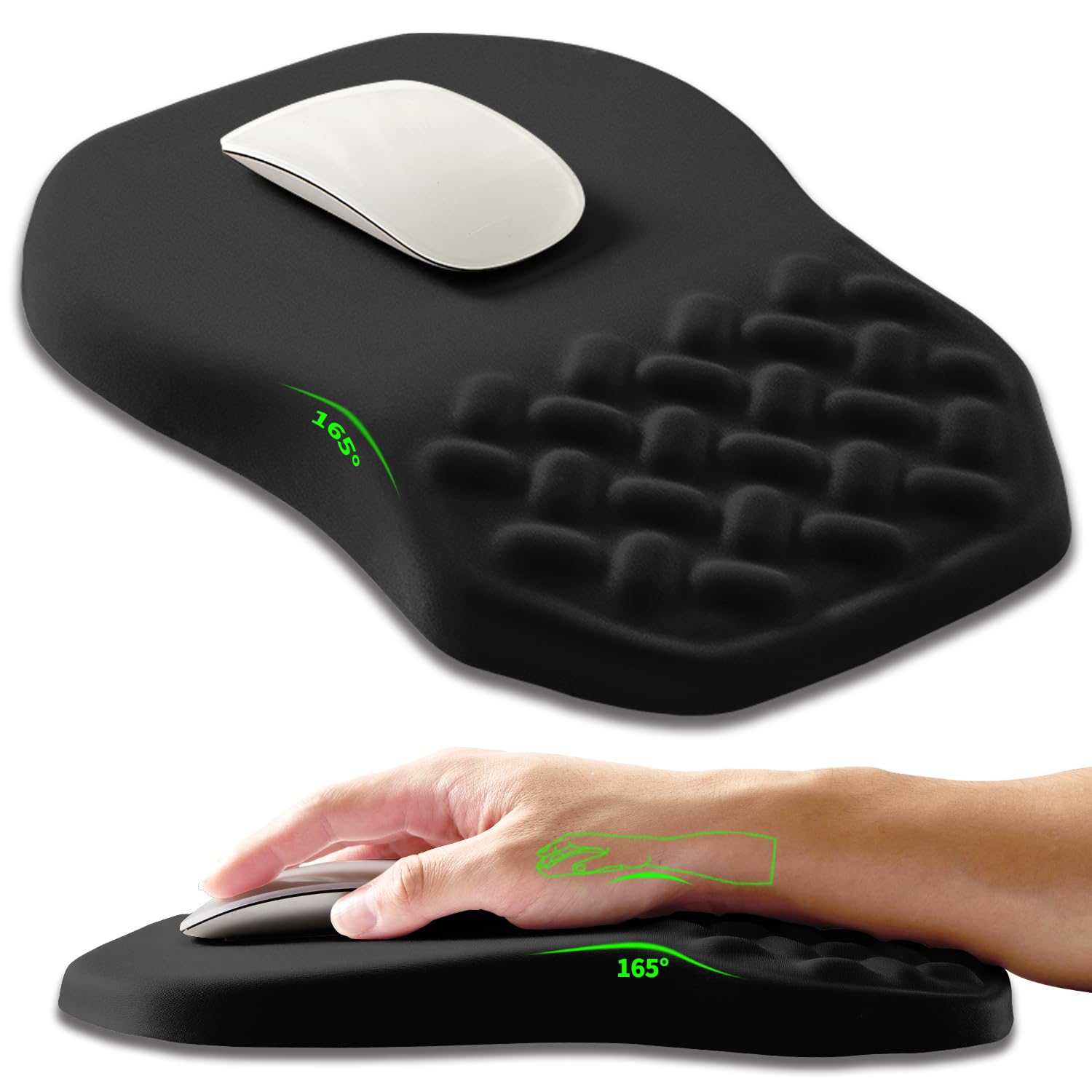 Armanza Ergonomic Slope Mouse Pad Wrist Support, Wrist Rest Mousepad for Carpal Tunnel Pain Relief