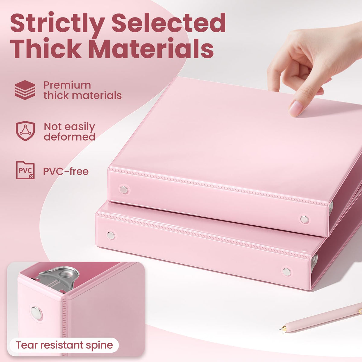 SUNEE 3 Ring Binder 1 Inch 4 Pack, Clear View 1" Binders Three Ring PVC-Free (Fit 8.5x11 Inches)