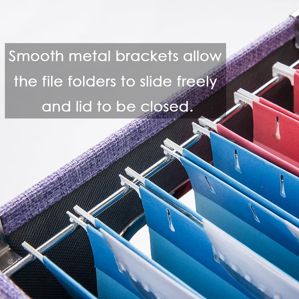 PRANDOM File Organizer Box - Set of 4 Collapsible Decorative Linen Filing Storage Hanging File