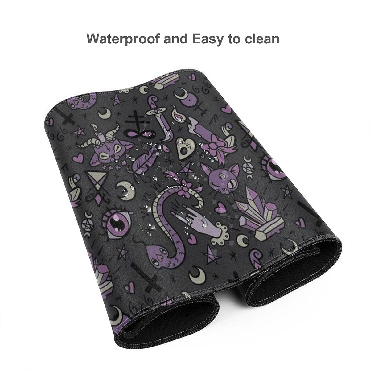 Extended Gaming Mouse Pad with Stitched Edges, Purple Black Goth Spooky Large XXL Mousepad