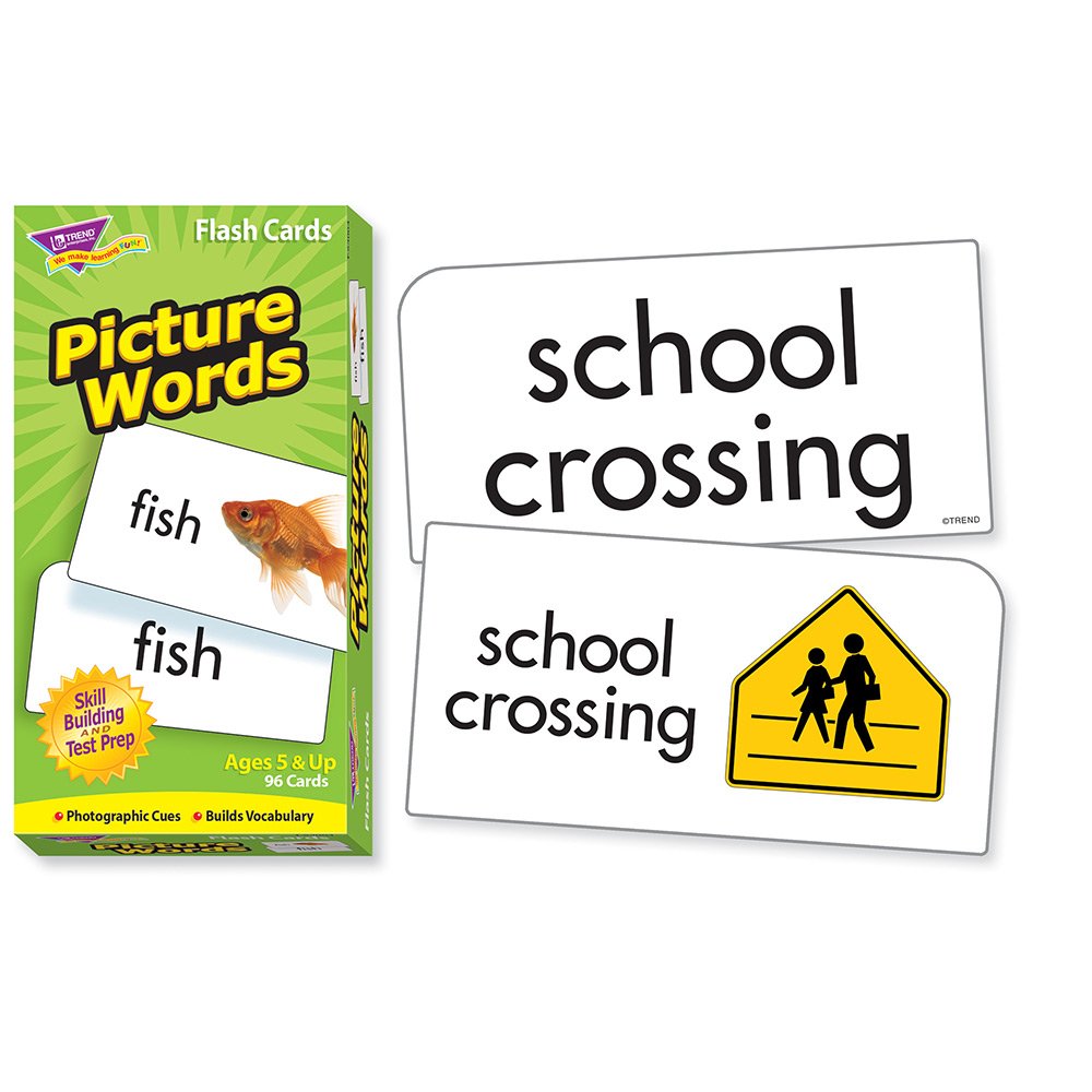 Trend Enterprises Picture Words Skill Drill Flash Cards for Reading, 96 Ct