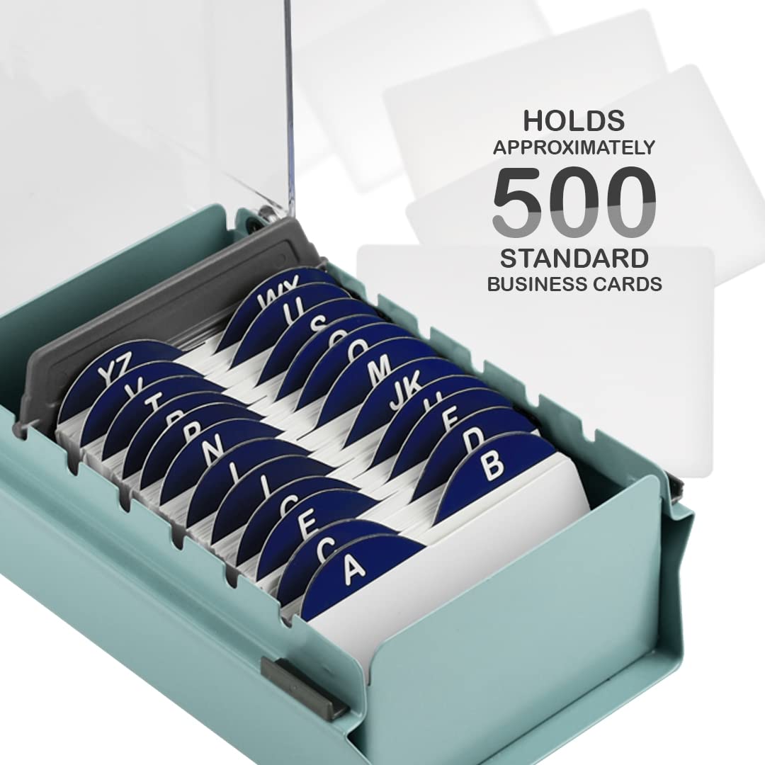 Acrimet Index Business Card Size File Holder Organizer Box Metal Base Heavy Duty (AZ Index Cards