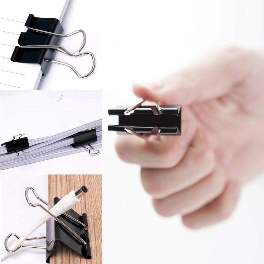 JANYUN 150Pcs Large Binder Clips 6 Assorted Sizes Paper Clamps Clip for Paper Metal Clip Office