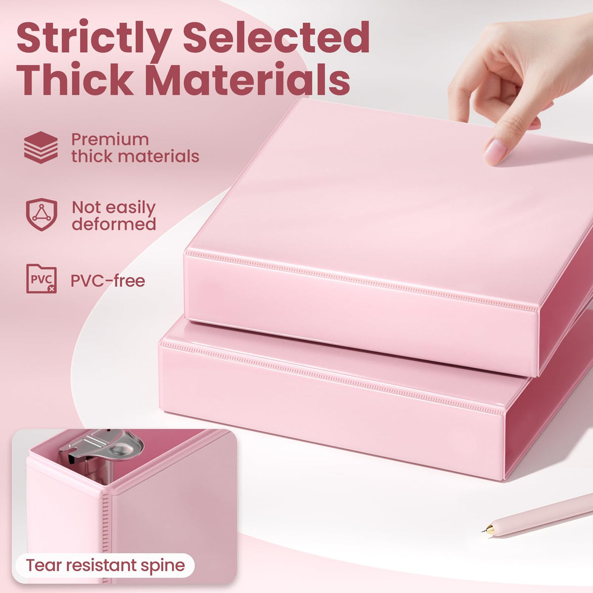 SUNEE 3 Ring Binder 1.5 Inch D Ring, Clear View Binder Three Ring PVC-Free (Fit 8.5x11 Inches) for