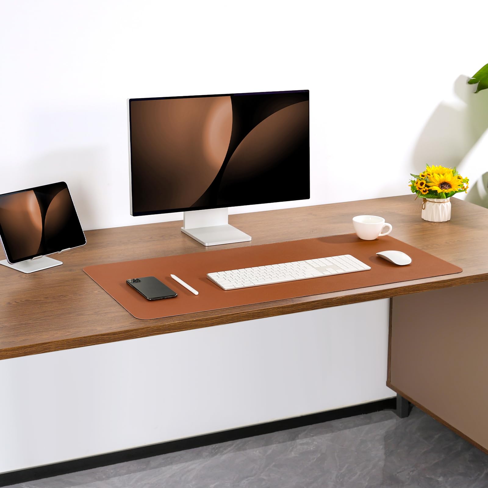 Jumdast Dual Sided Desk Pad Faux Leather Desk Mat Large Mouse Pad