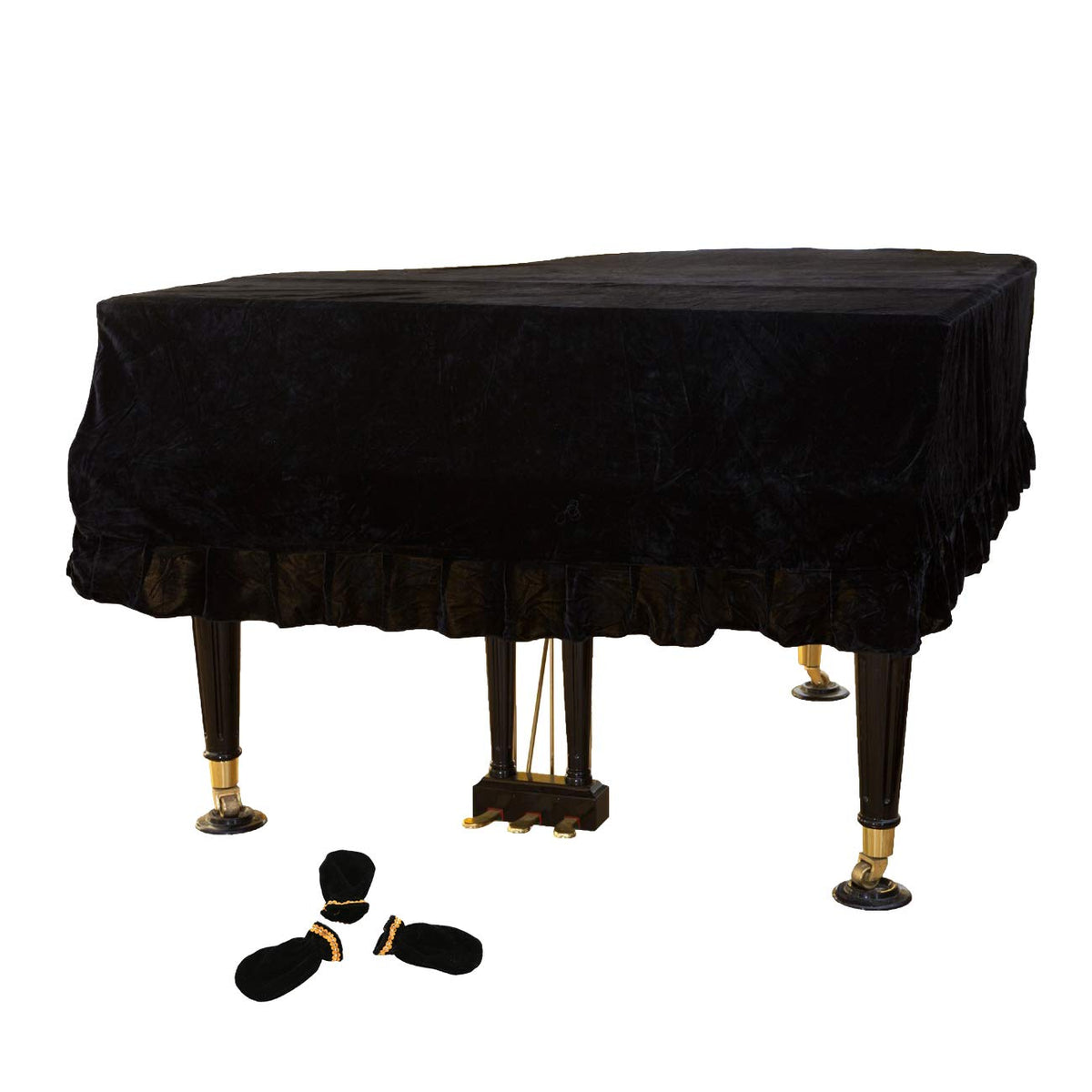 ESYUEL Pleuche Grand Piano Cover Bordered Dust Protective Cover Cloth 62.9 x 59 x 20.48in
