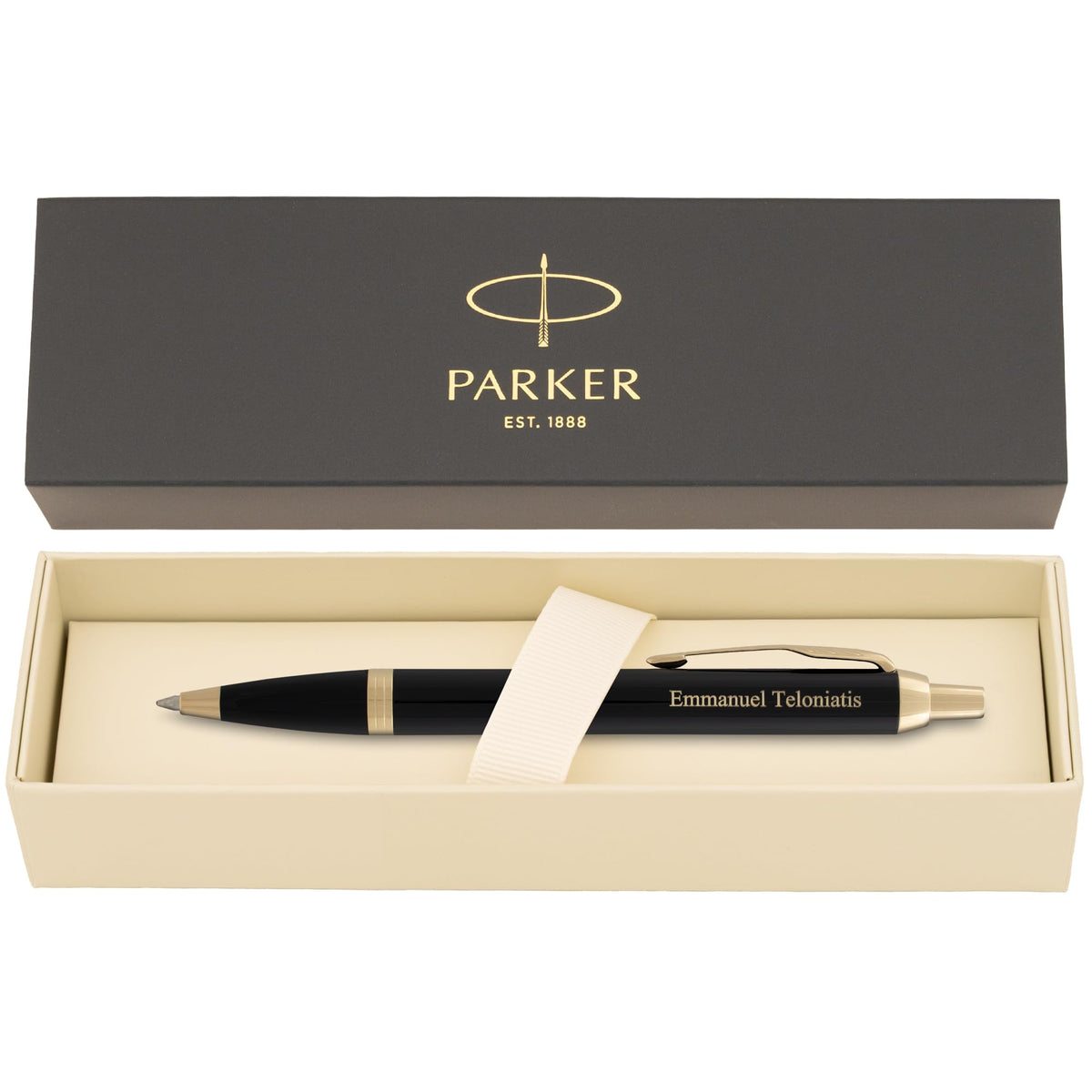Parker IM Personalized Ballpoint Pen in Black Lacquer with Gold Trim