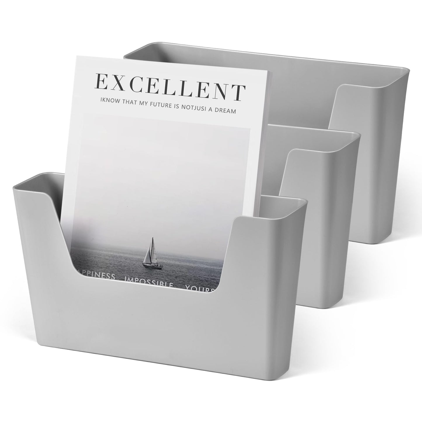YOHOM Adhesive File Holder Plastic Document Folder Door No Drilling Mount Mail Magazine Organizer