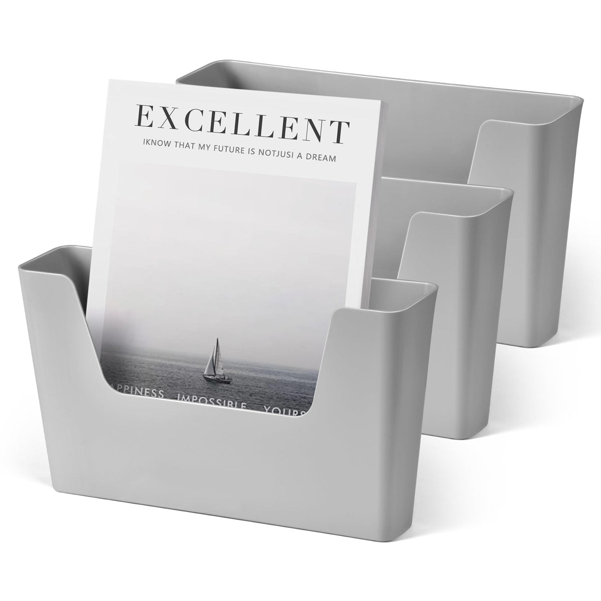 YOHOM Adhesive File Holder Plastic Document Folder Door No Drilling Mount Mail Magazine Organizer