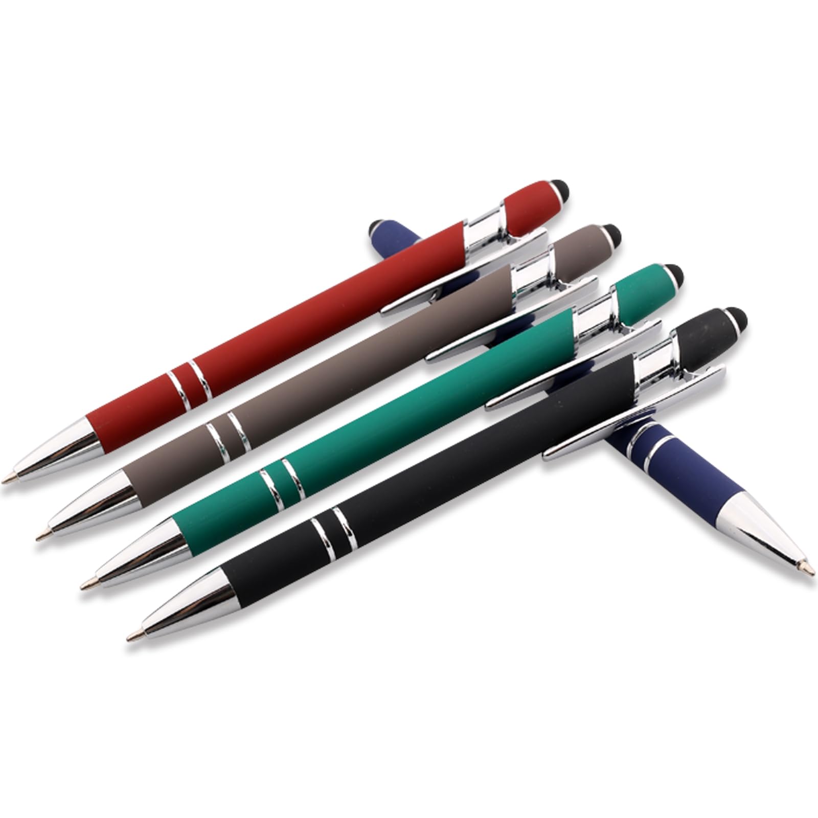 Schivity - Personalized Pens with Stylus - Custom Metallic Printed Name Pens with Black Ink
