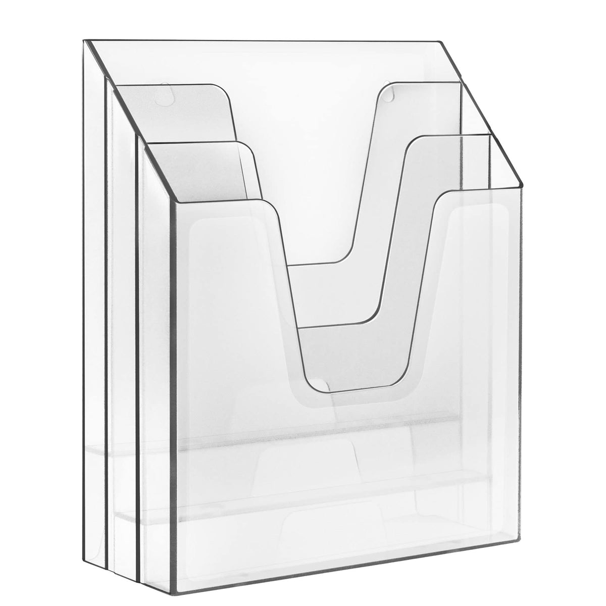 Acrimet Vertical Triple File Folder Holder Organizer Sorter, Clear