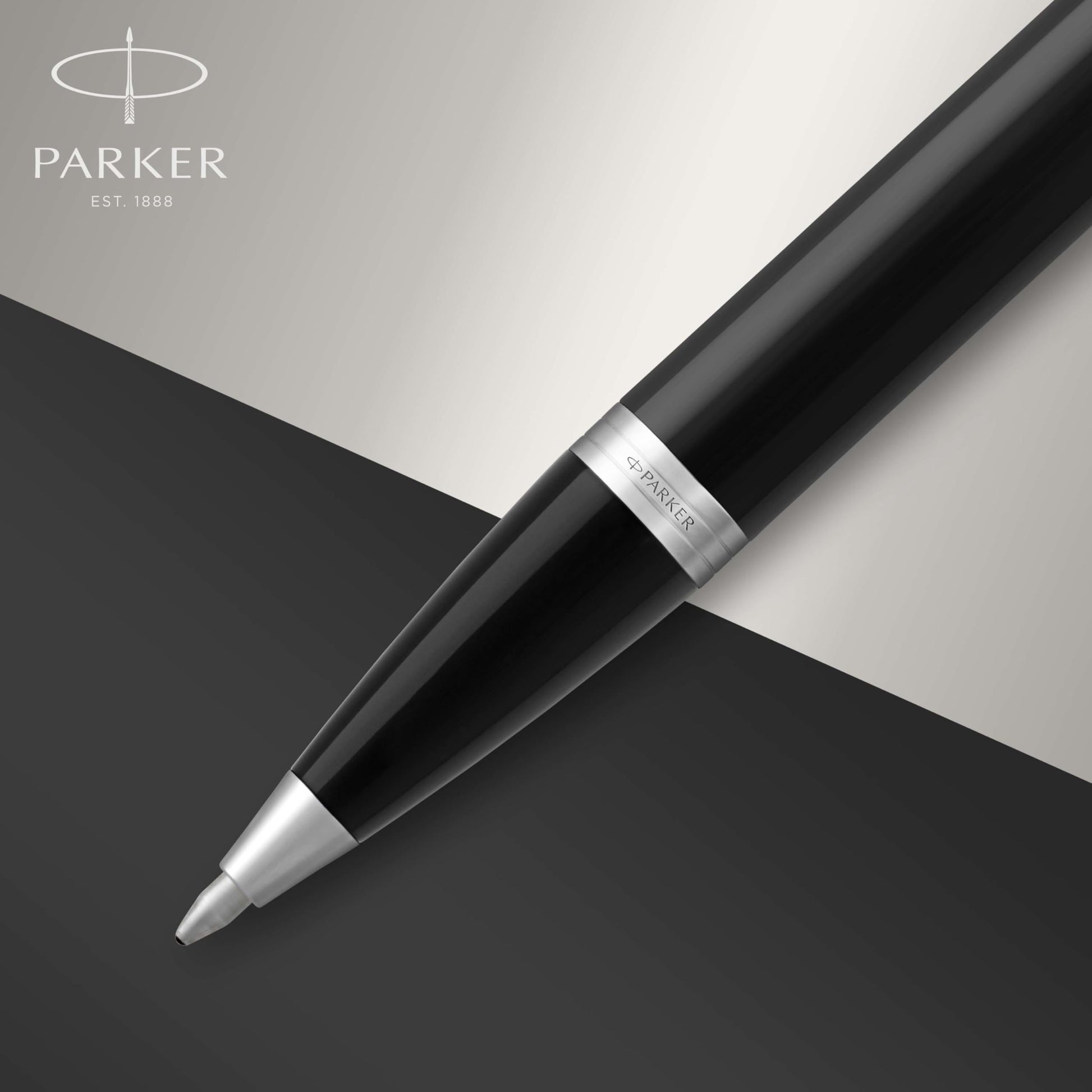 Parker IM Ballpoint Pen, Black Lacquer Chrome Trim with Medium Point Blue Ink Refill (1931665)