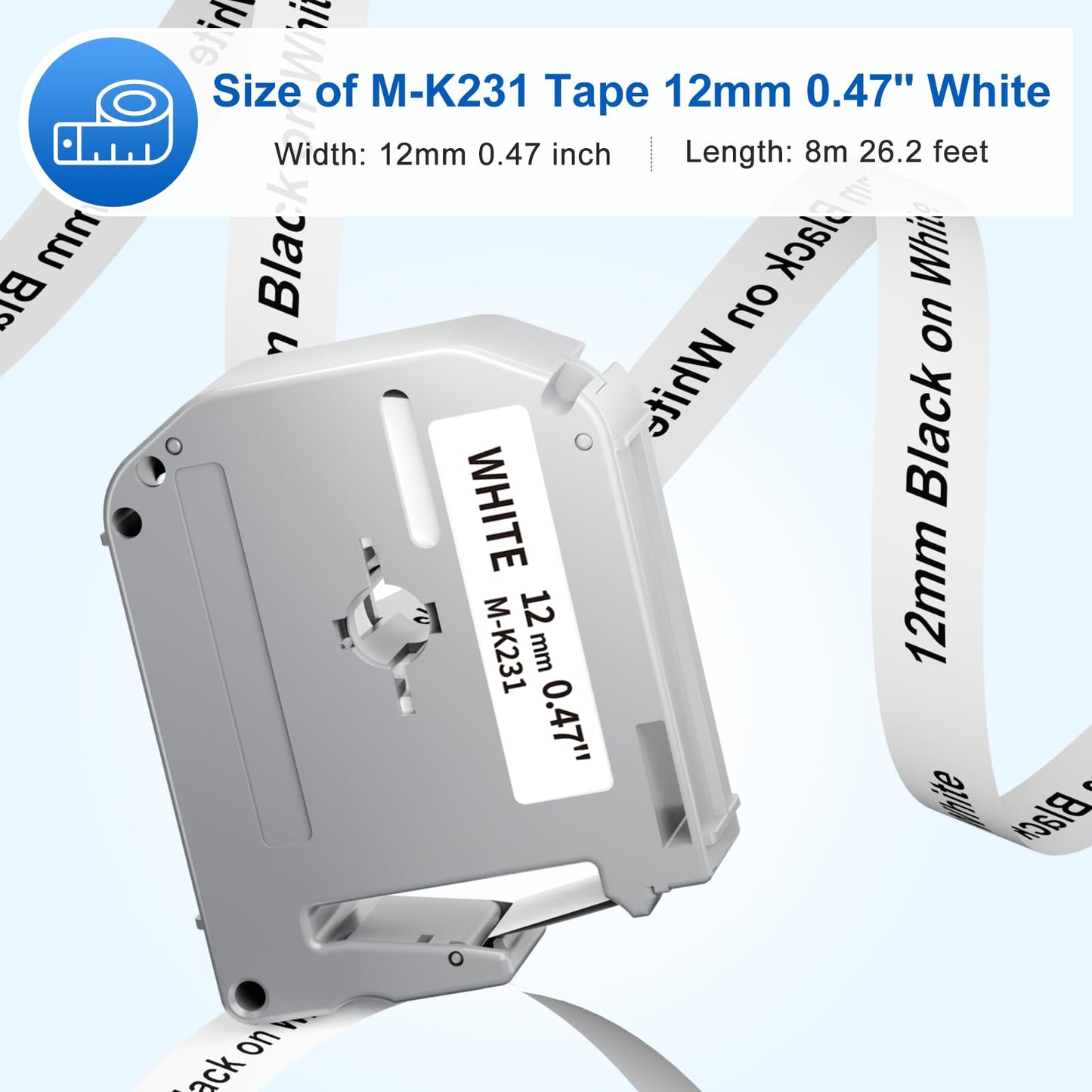 10 Pack Labelife M-K231s Label Tape Replace for Brother P Touch M Tape
