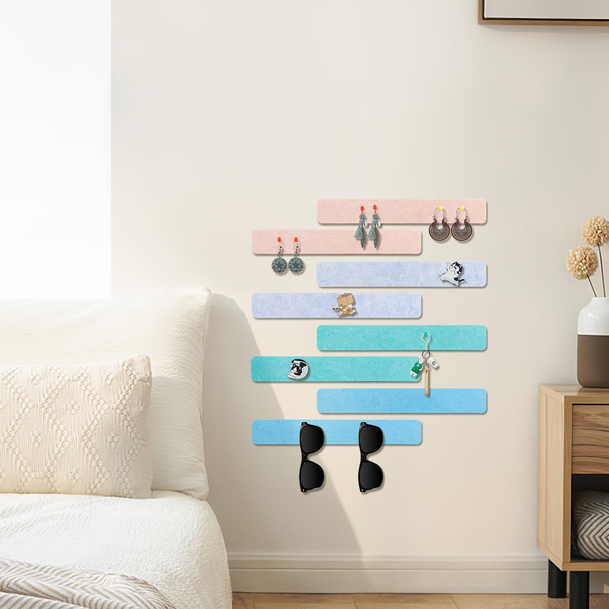 Cork Board Felt Bulletin Board 8-Pack with 50 Push Pins for Paste Notes, Photos, Schedules